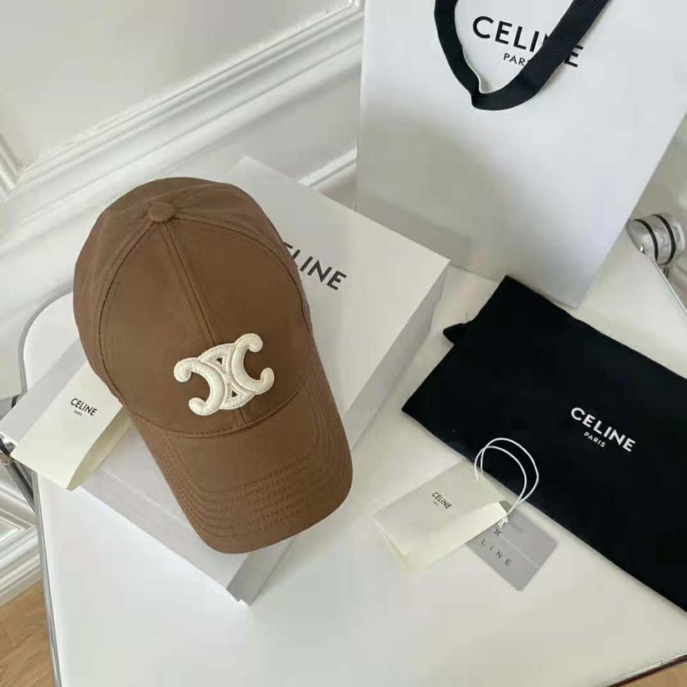 Side angle showing adjustable strap on Celine Women Triomphe Baseball Cap