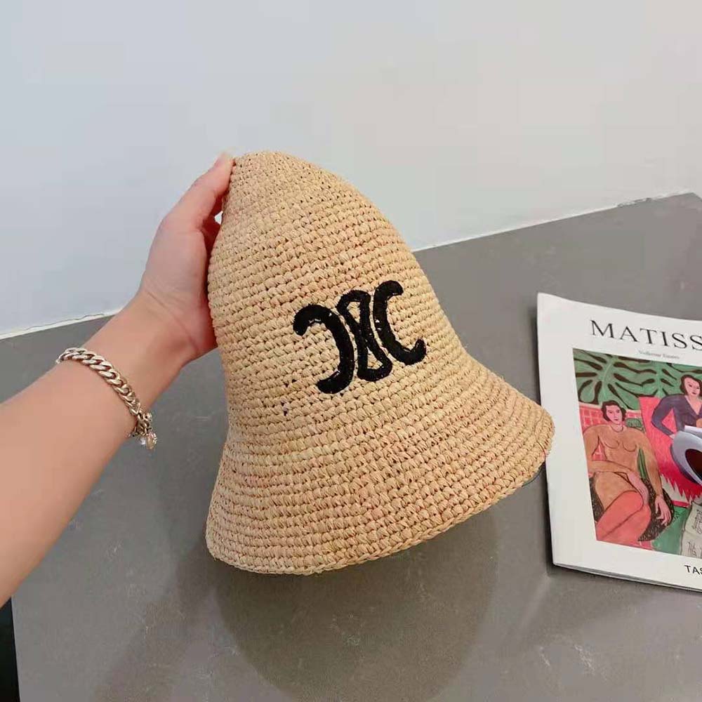 Celine Women Triomphe Hat in Raphia - image 4