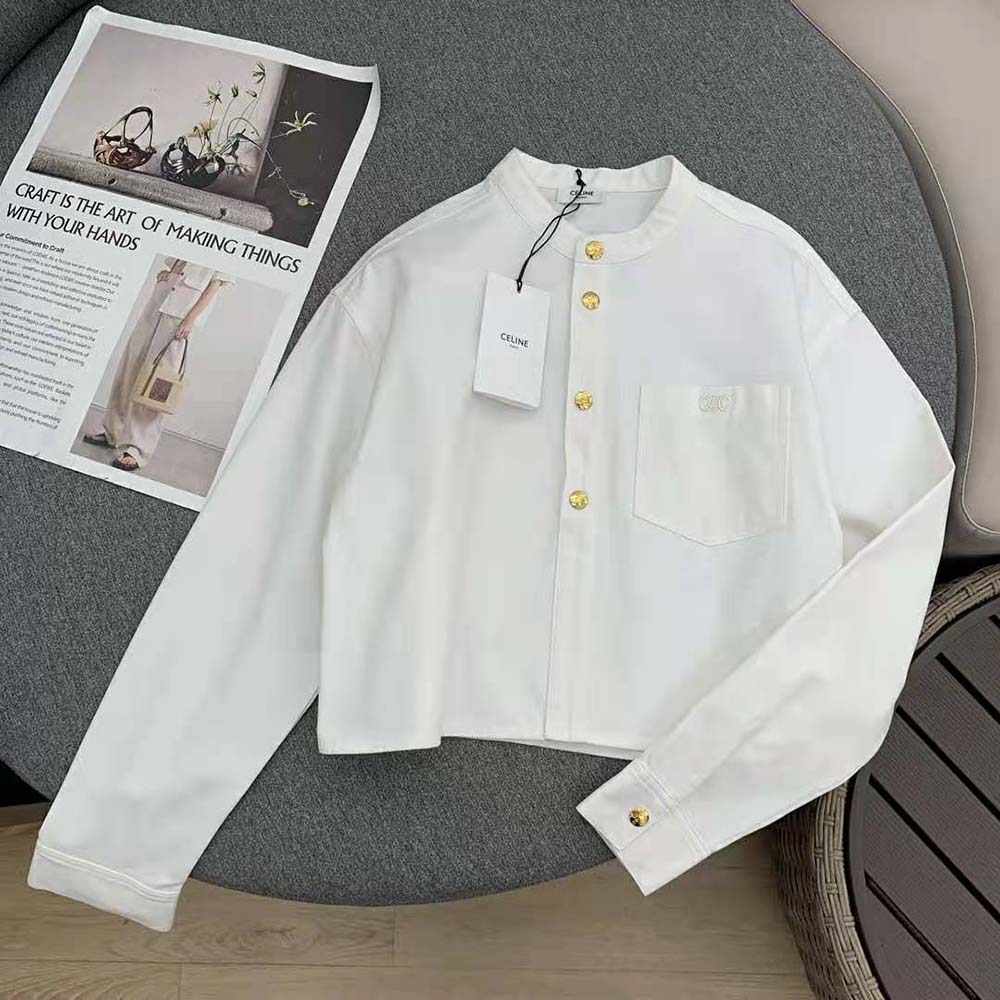 Celine Women Triomphe Pea Jacket in Optic White Denim - image 4