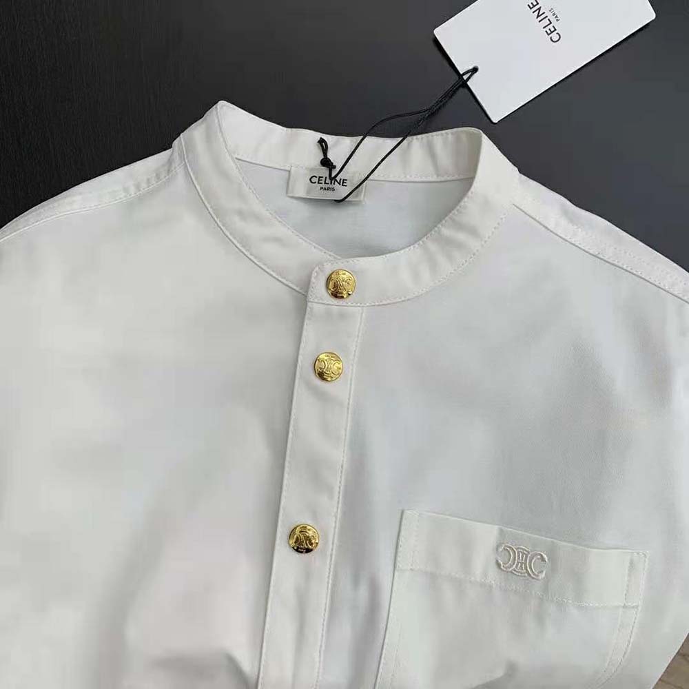 Celine Women Triomphe Pea Jacket in Optic White Denim - image 6