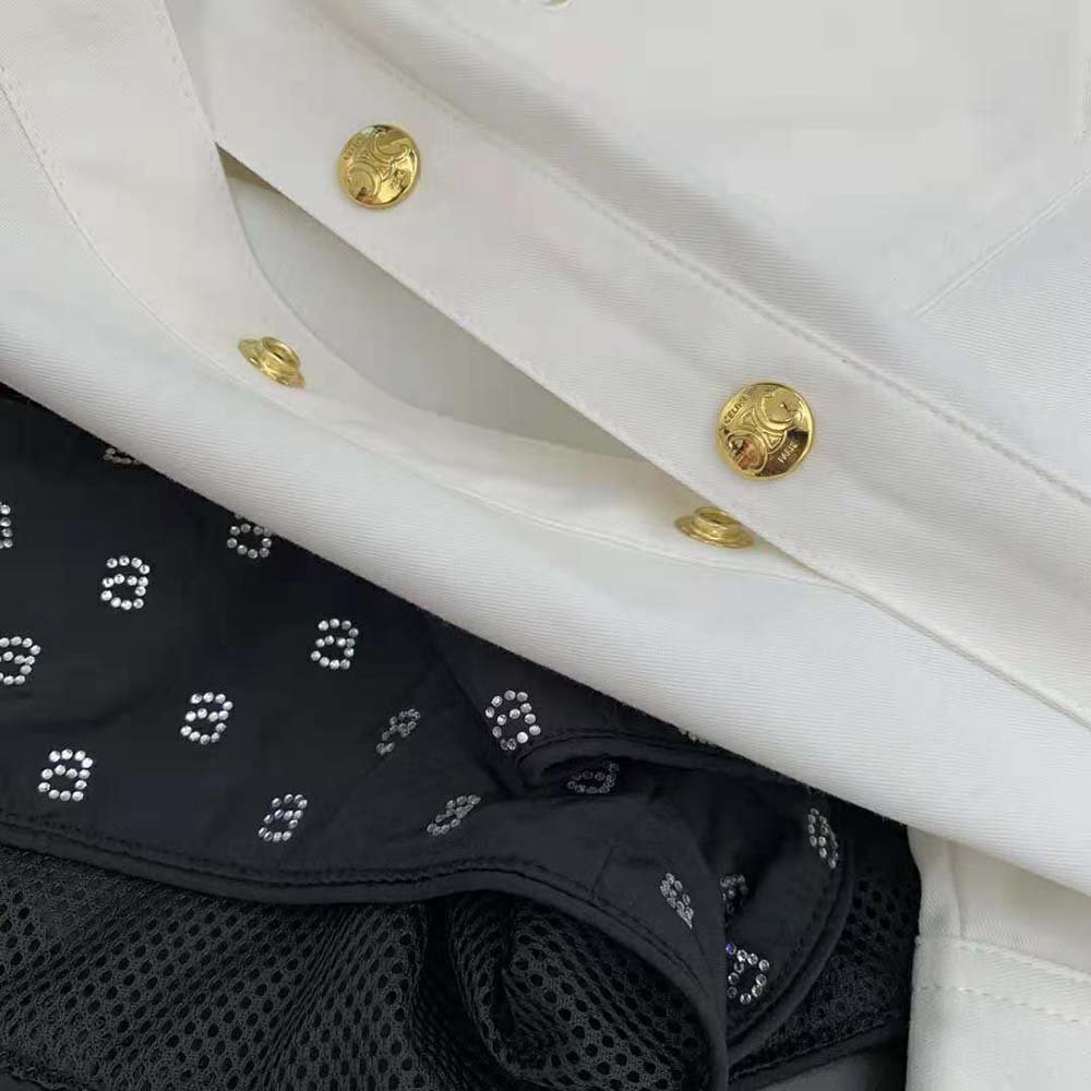Celine Women Triomphe Pea Jacket in Optic White Denim - image 9