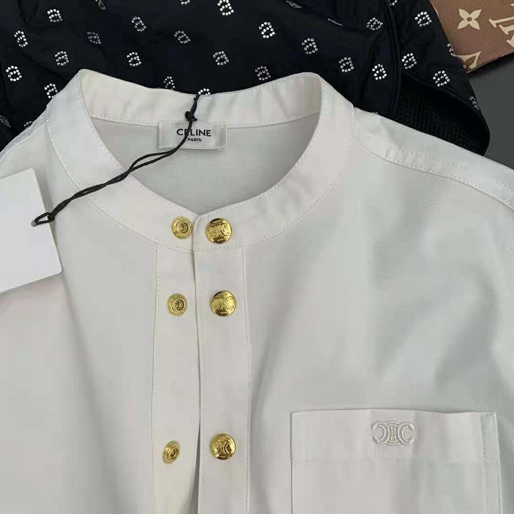 Celine Women Triomphe Pea Jacket in Optic White Denim - image 7
