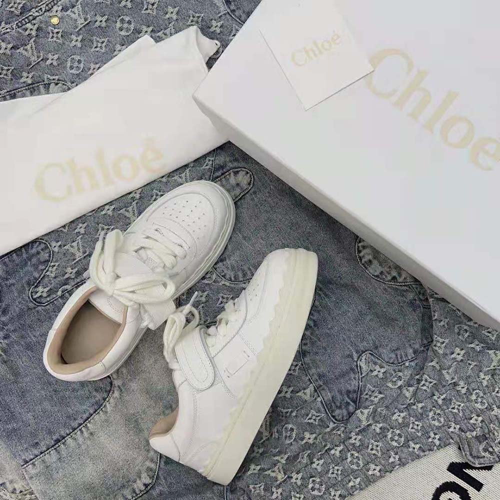 Chloe Women Lauren Sneaker with Strap-White - image 8