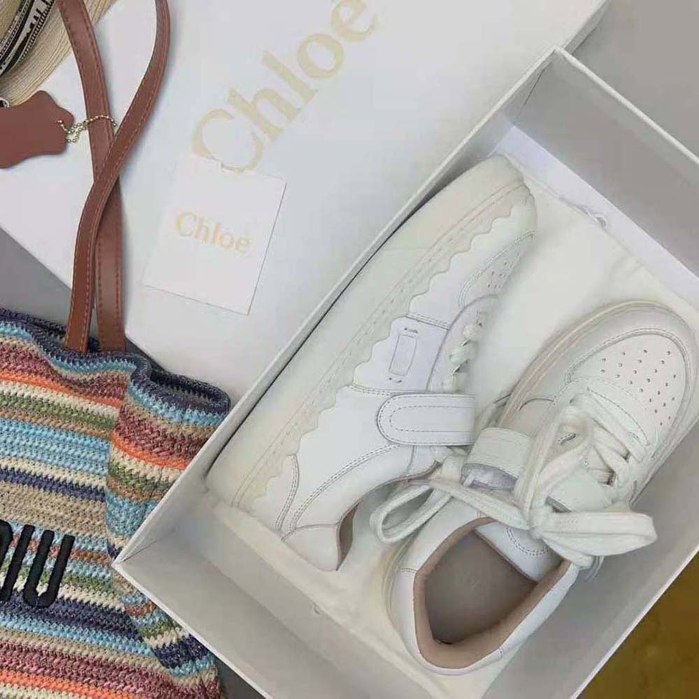 Chloe Women Lauren Sneaker with Strap-White - image 7