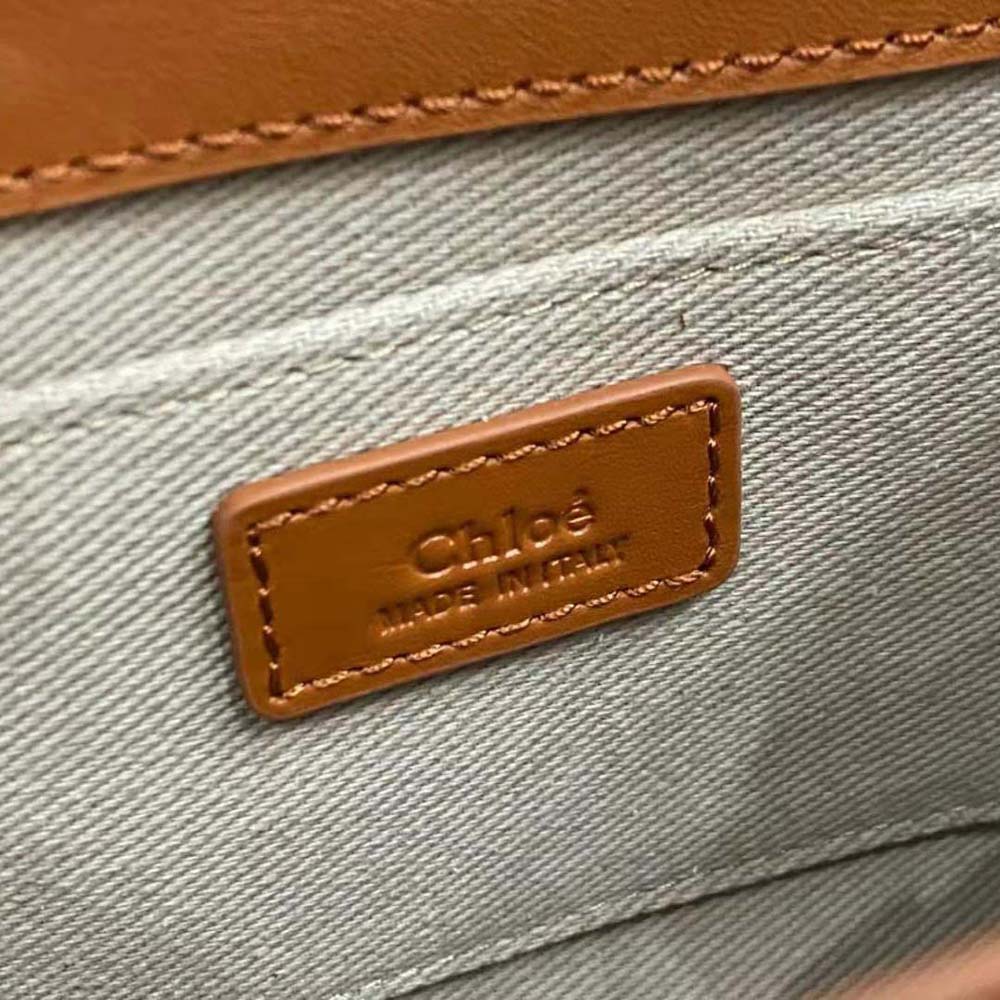 Chloe Women Mini Woody Tote Bag with Embroidered Chloé Logo-Brown - image 10