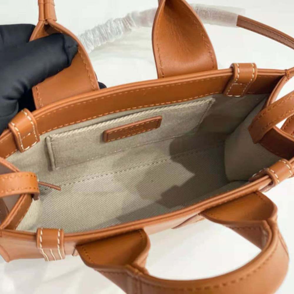 Chloe Women Mini Woody Tote Bag with Embroidered Chloé Logo-Brown - image 9