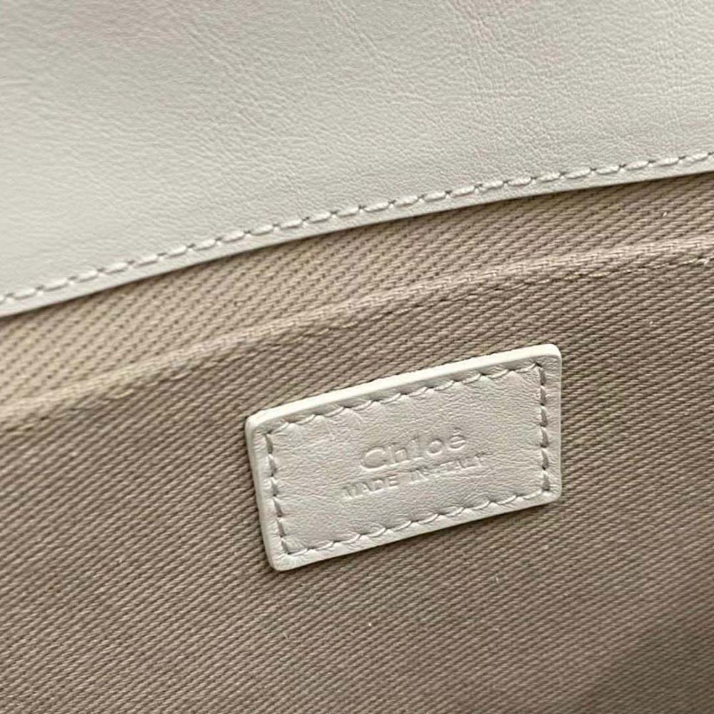 Chloe Women Mini Woody Tote Bag with Embroidered Chloé Logo-White - image 10