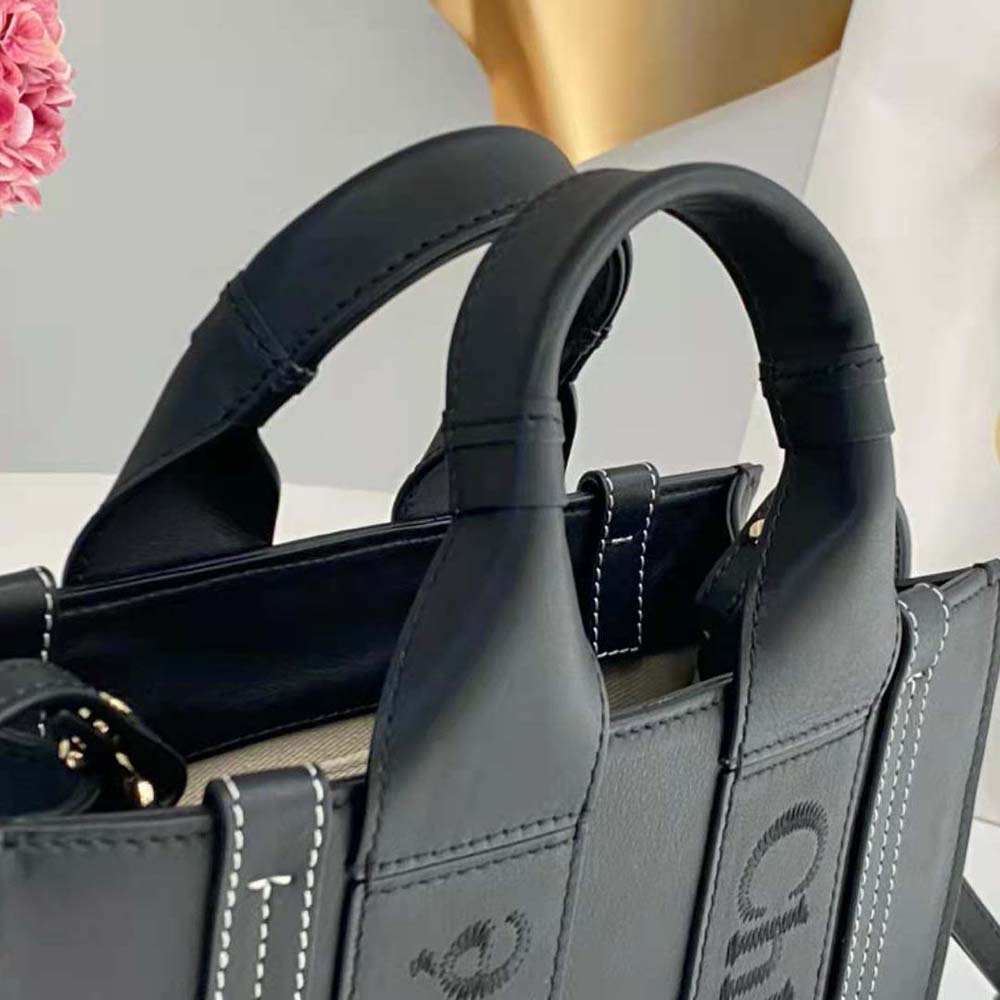 Chloe Women Small Woody Tote Bag with Embroidered Chloé Logo-Black - image 7