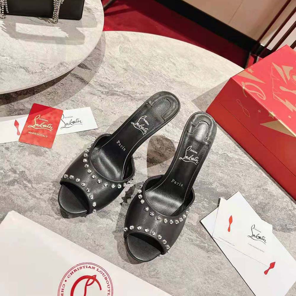 Overhead view of Christian Louboutin Women Me Dolly Spike 85 mm Sandals details