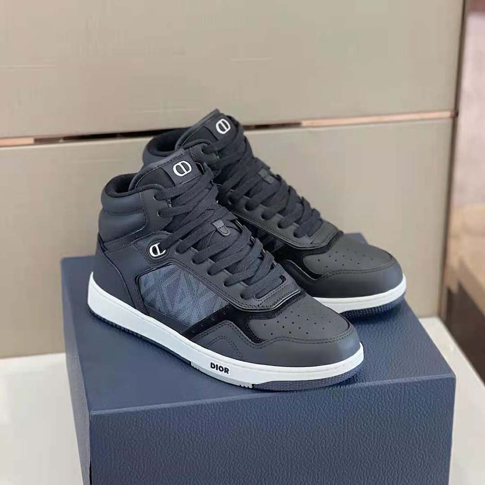 Dior Men B27 High-Top Sneaker Black Smooth Calfskin and CD Diamond Canvas - image 4
