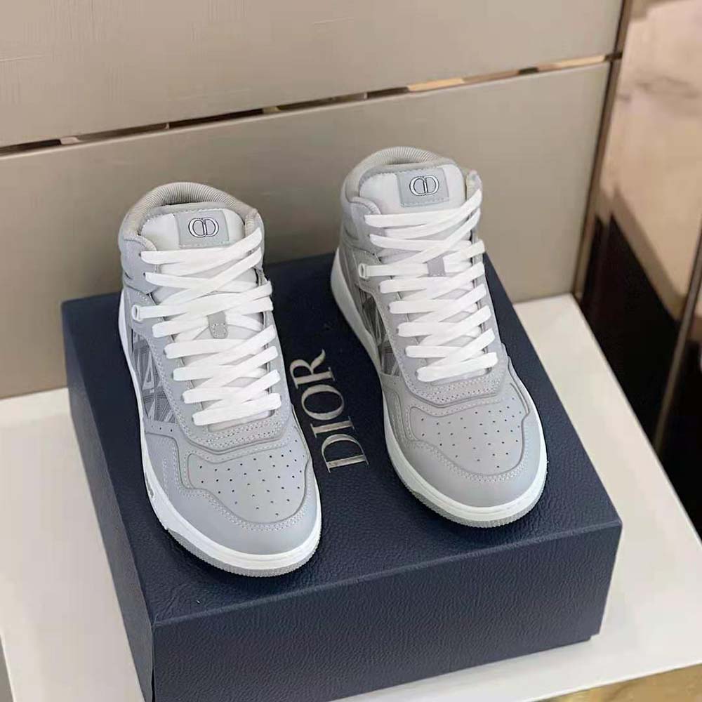 Dior Men B27 High-Top Sneaker Dior Gray Smooth Calfskin and CD Diamond Canvas - image 5