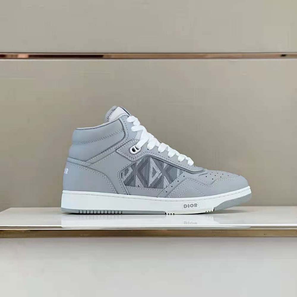 Close-up of Dior CD diamond canvas and metal hardware on Dior Men B27 High-Top Sneaker