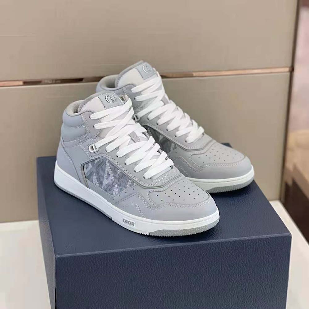 Dior Men B27 High-Top Sneaker Dior Gray Smooth Calfskin and CD Diamond Canvas - image 6