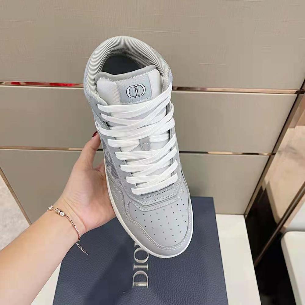 Dior Men B27 High-Top Sneaker Dior Gray Smooth Calfskin and CD Diamond Canvas - image 4