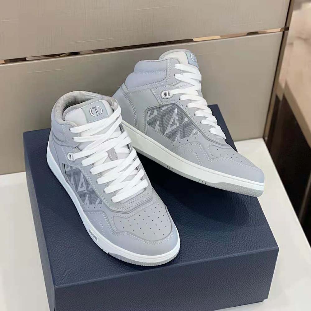 Dior Men B27 High-Top Sneaker Dior Gray Smooth Calfskin and CD Diamond Canvas - image 7