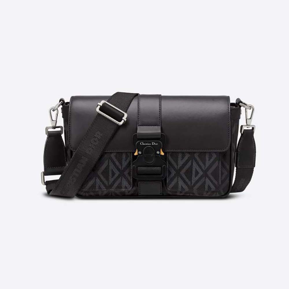 Front view of Dior Men Hit The Road Bag in black diamond canvas
