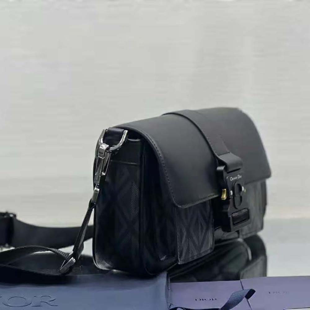 Dior Men Hit The Road Bag with Strap Black CD Diamond Canvas and Smooth Calfskin - image 4