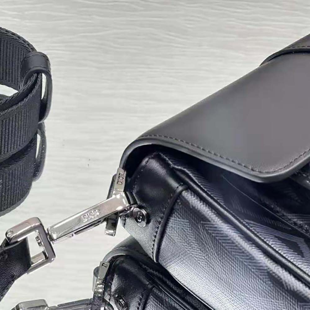 Dior Men Hit The Road Bag with Strap Black CD Diamond Canvas and Smooth Calfskin - image 9