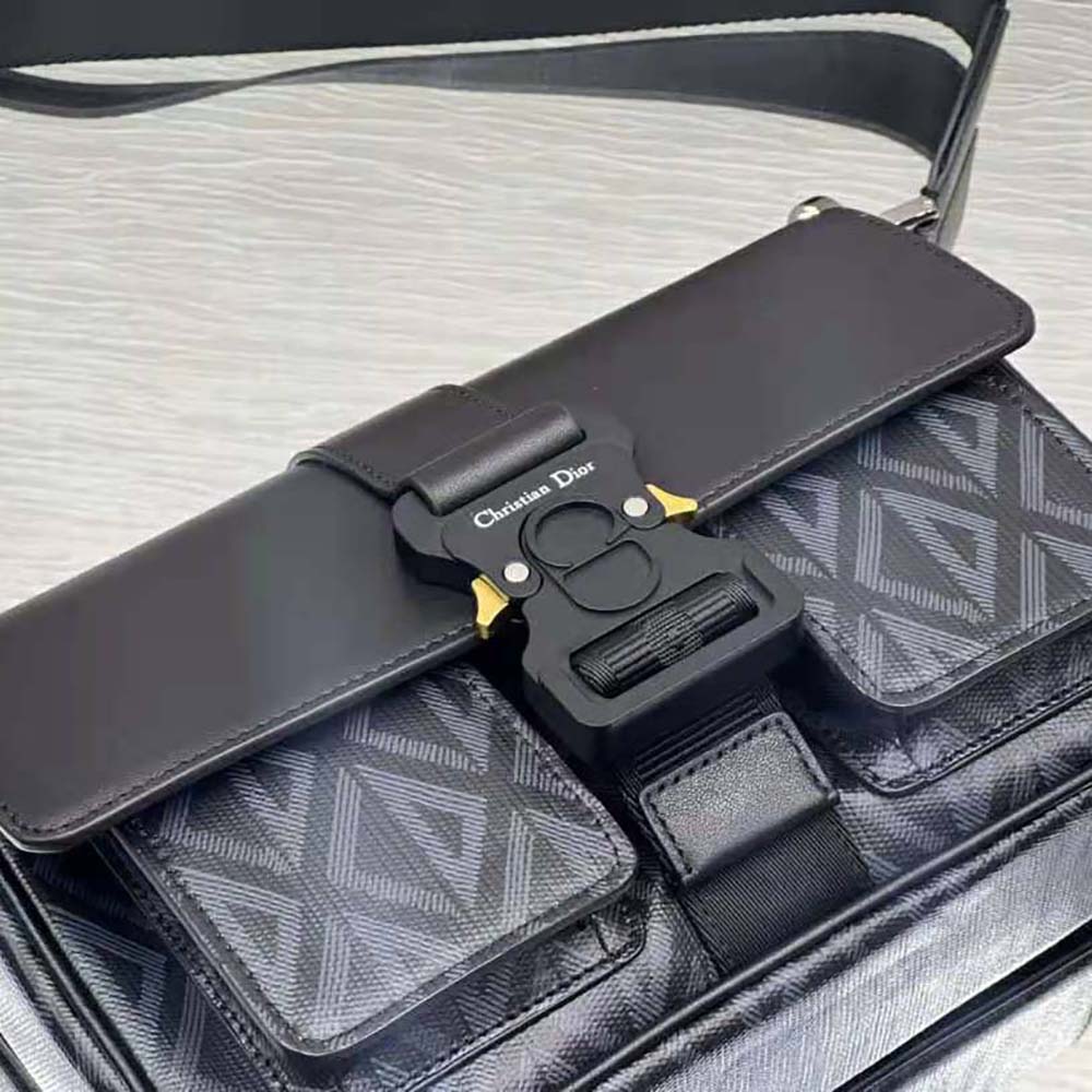 Dior Men Hit The Road Bag with Strap Black CD Diamond Canvas and Smooth Calfskin - image 6