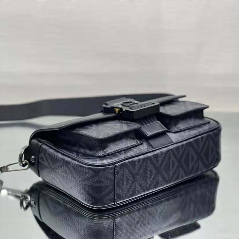 Dior Men Hit The Road Bag with Strap Black CD Diamond Canvas and Smooth Calfskin - image 5