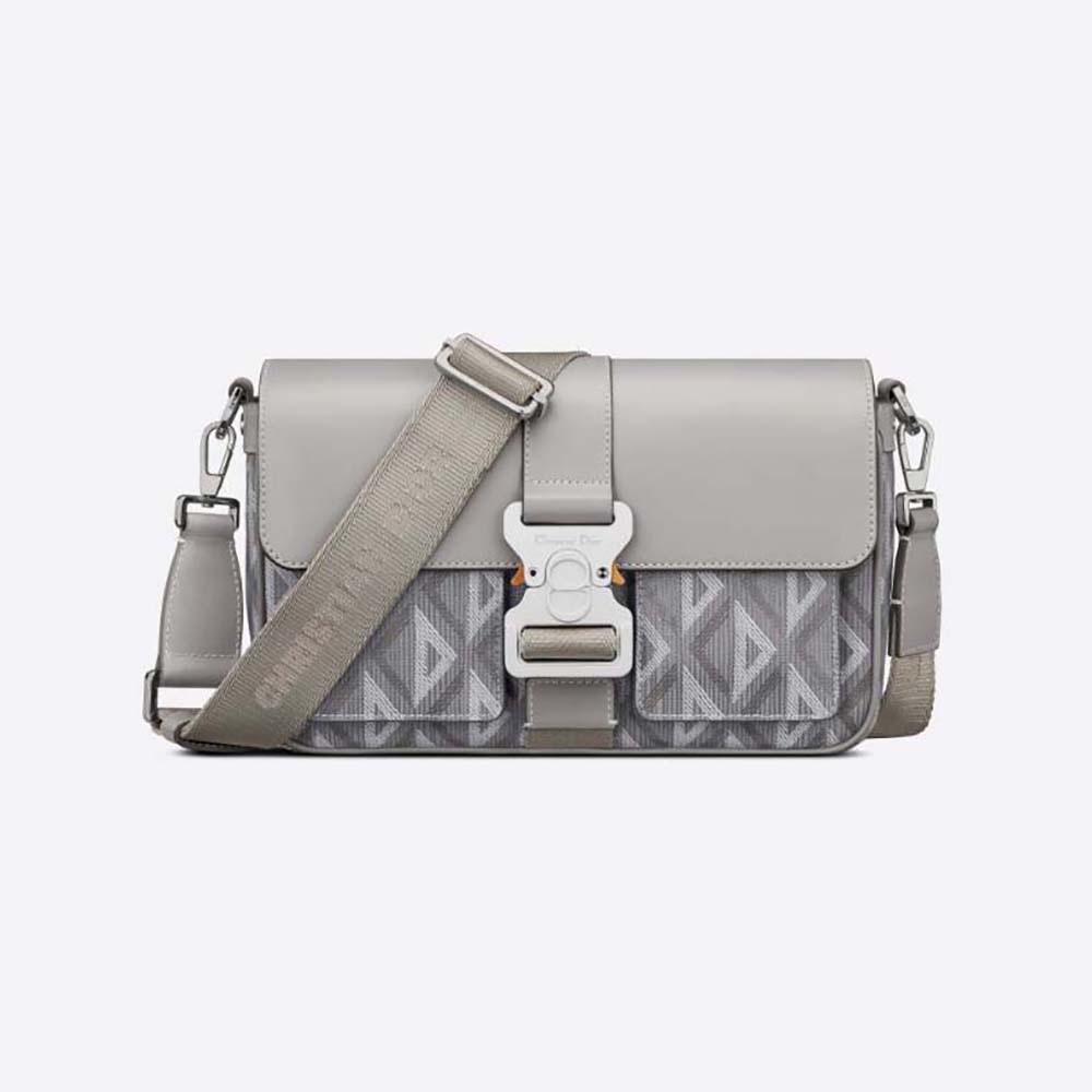 Front view of Dior Men Hit The Road Bag with Strap Dior Gray