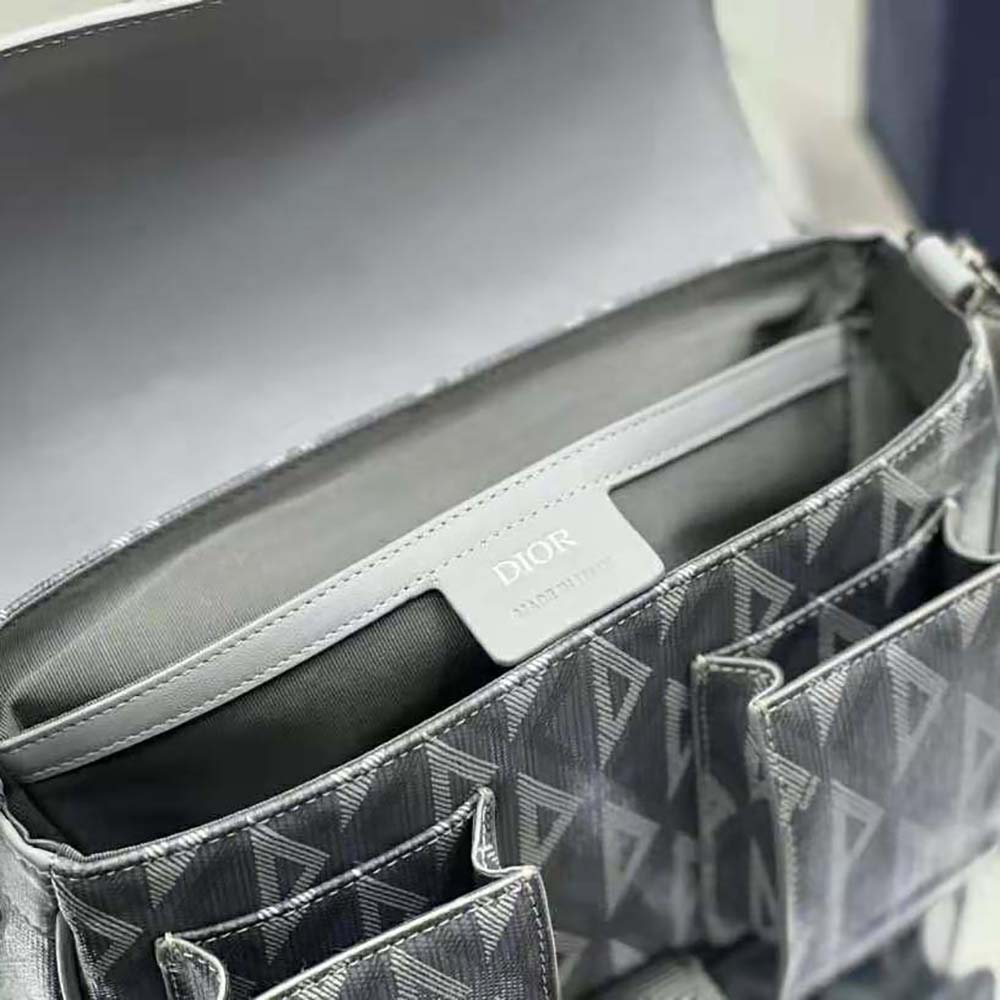 Dior Men Hit The Road Bag with Strap Dior Gray CD Diamond Canvas and Smooth Calfskin - image 9