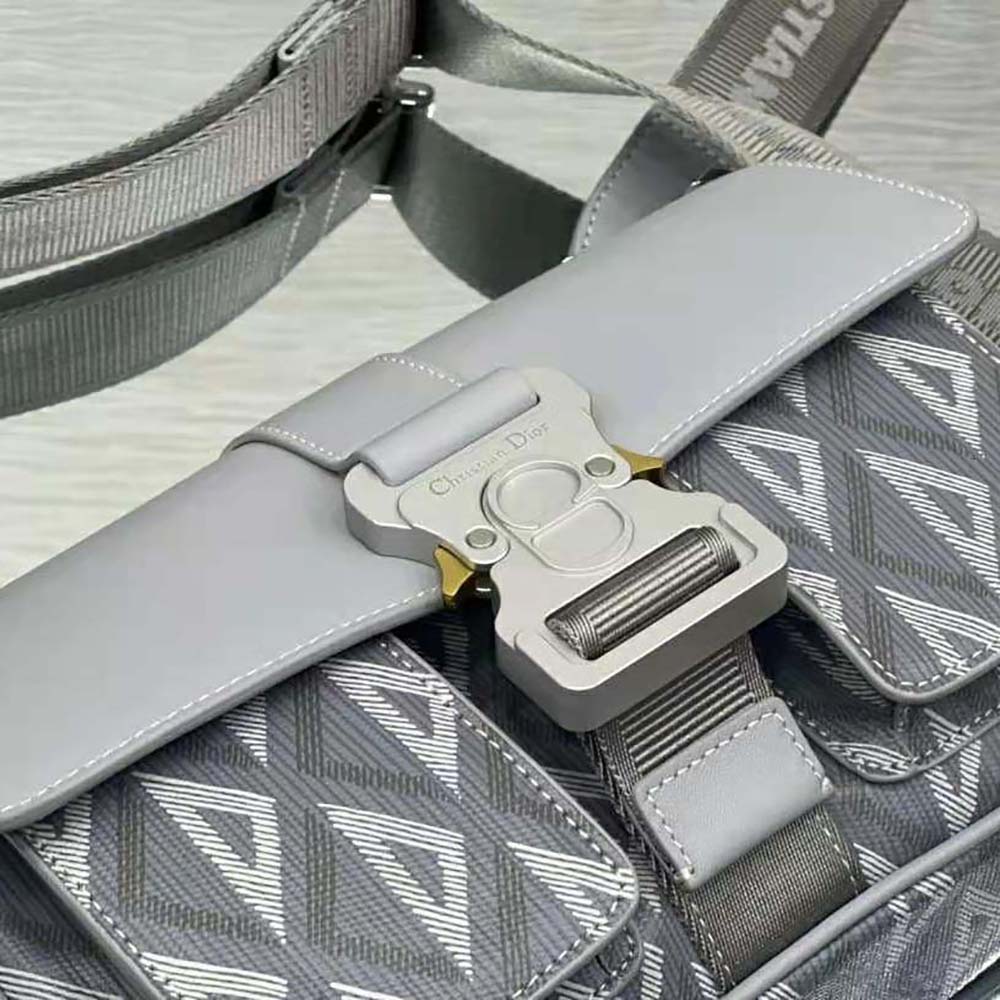 Dior Men Hit The Road Bag with Strap Dior Gray CD Diamond Canvas and Smooth Calfskin - image 7