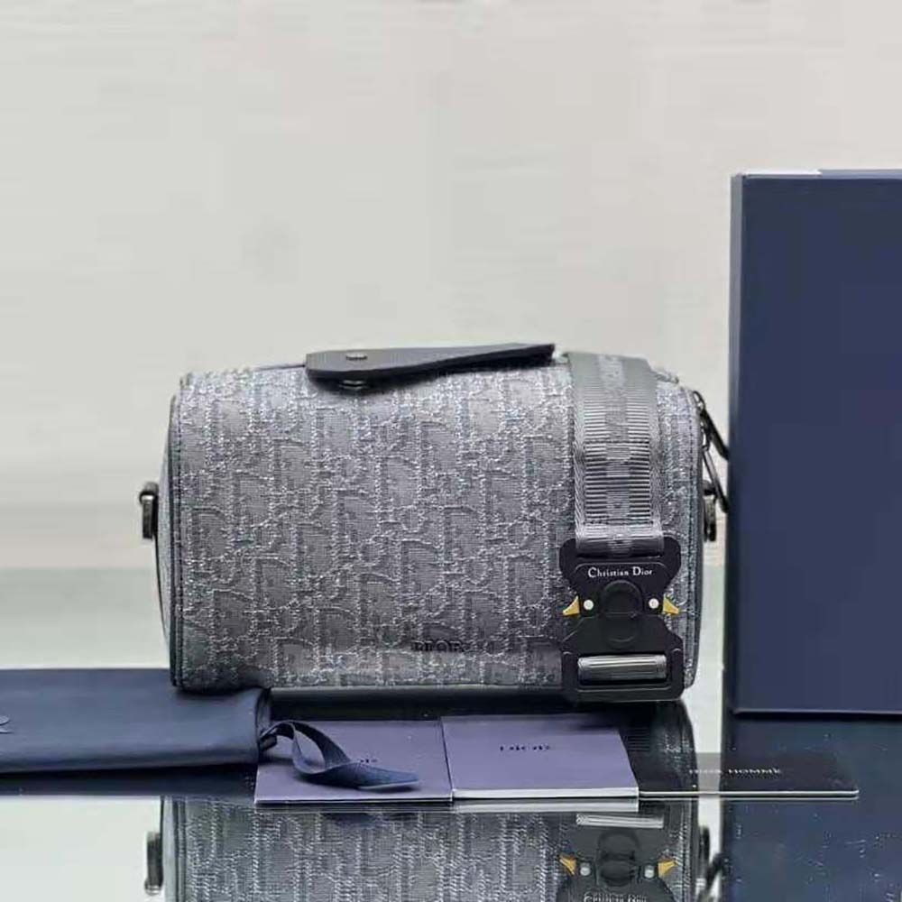 Close-up of ruthenium hardware on Dior Men Lingot 22 Bag