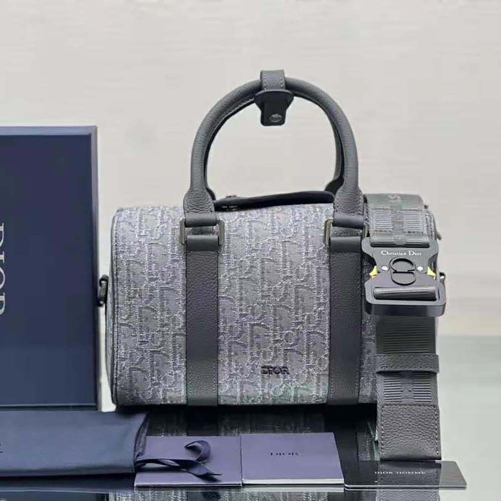 Close-up detail of ruthenium hardware on Dior Men Lingot 26 Bag