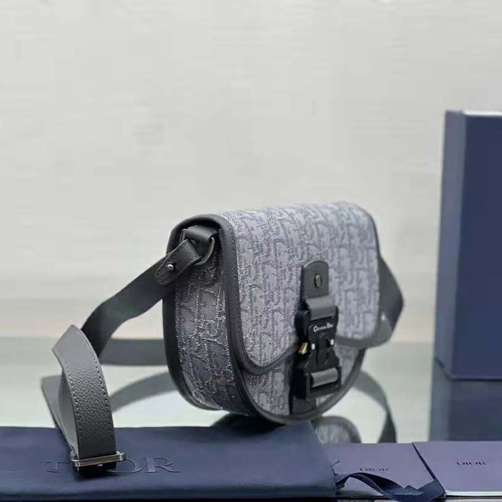 Dior Men Mini Gallop Bag with Strap Ruthenium-Colored Dior Oblique Jacquard - image 4