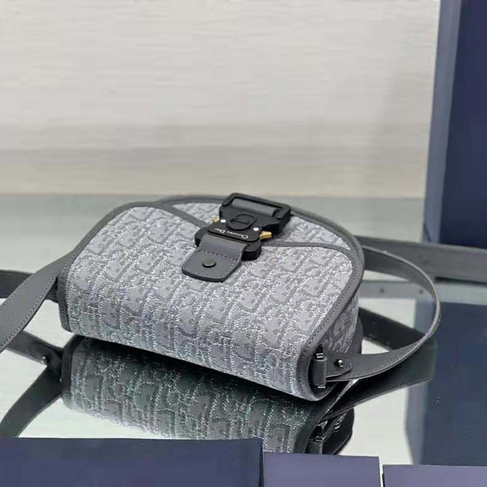 Dior Men Mini Gallop Bag with Strap Ruthenium-Colored Dior Oblique Jacquard - image 5