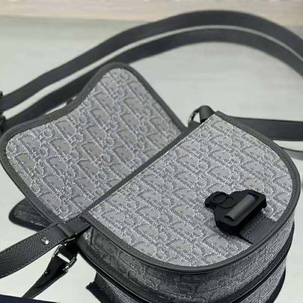 Dior Men Mini Gallop Bag with Strap Ruthenium-Colored Dior Oblique Jacquard - image 7