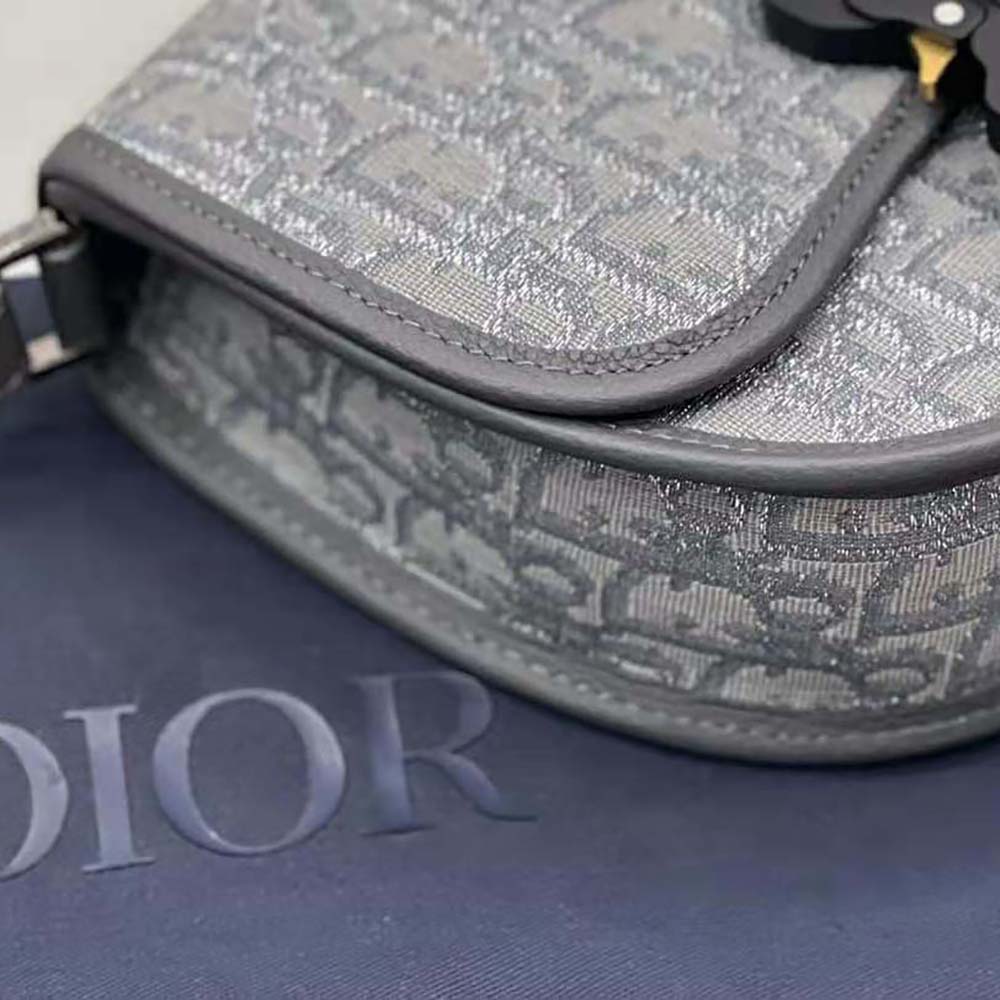 Dior Men Mini Gallop Bag with Strap Ruthenium-Colored Dior Oblique Jacquard - image 9