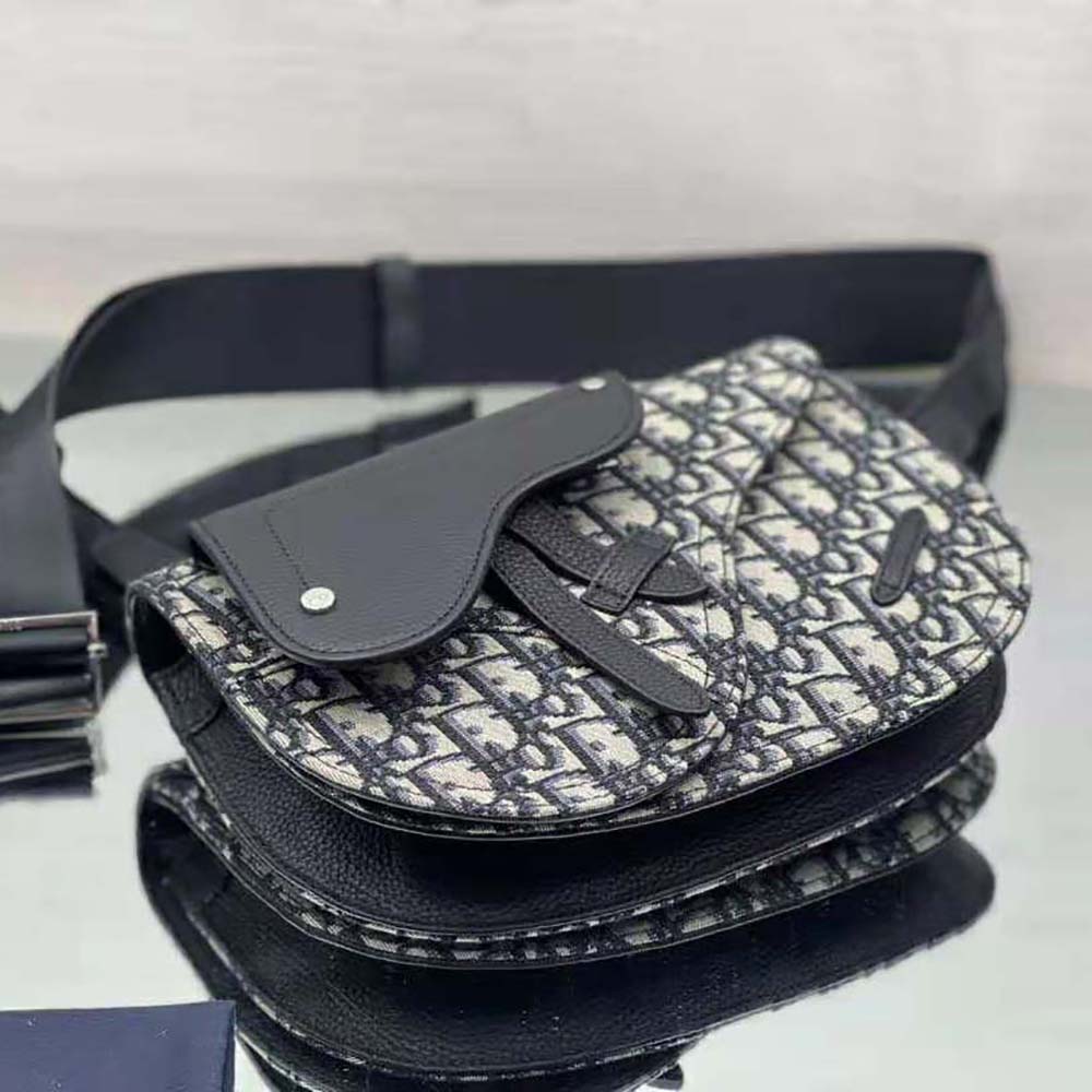 Dior Men Saddle Pouch Beige and Black Dior Oblique Jacquard - image 5