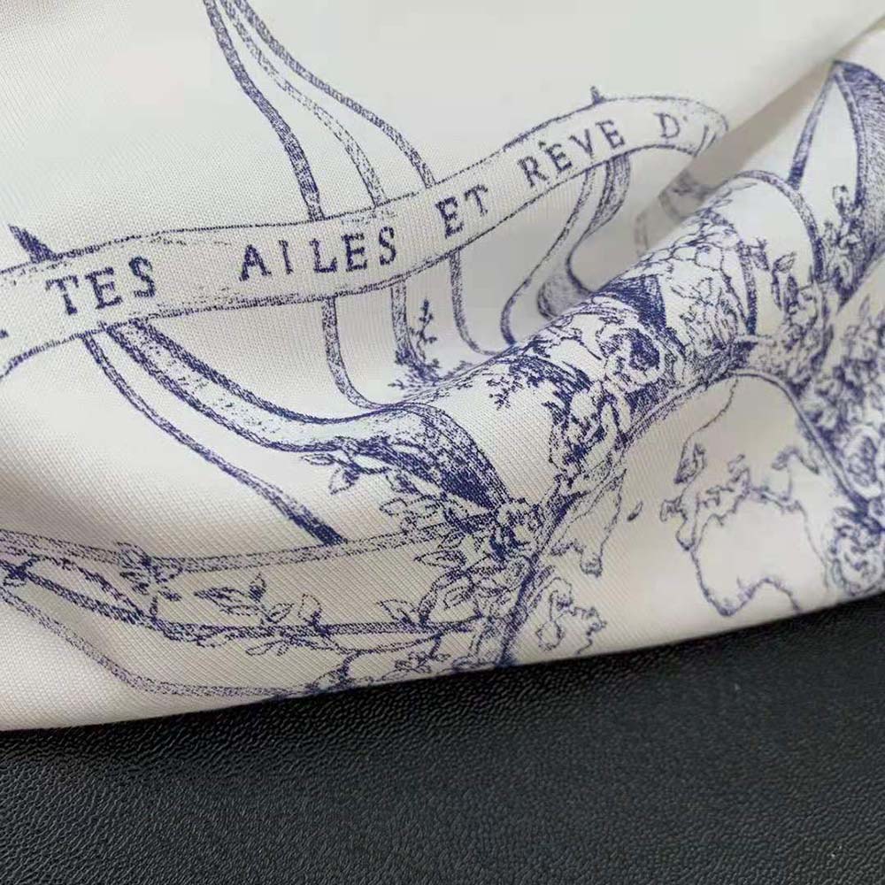 Dior Women T-shirt Ecru Cotton Jersey and Linen with Blue Rêve D’Infini Motif - image 8