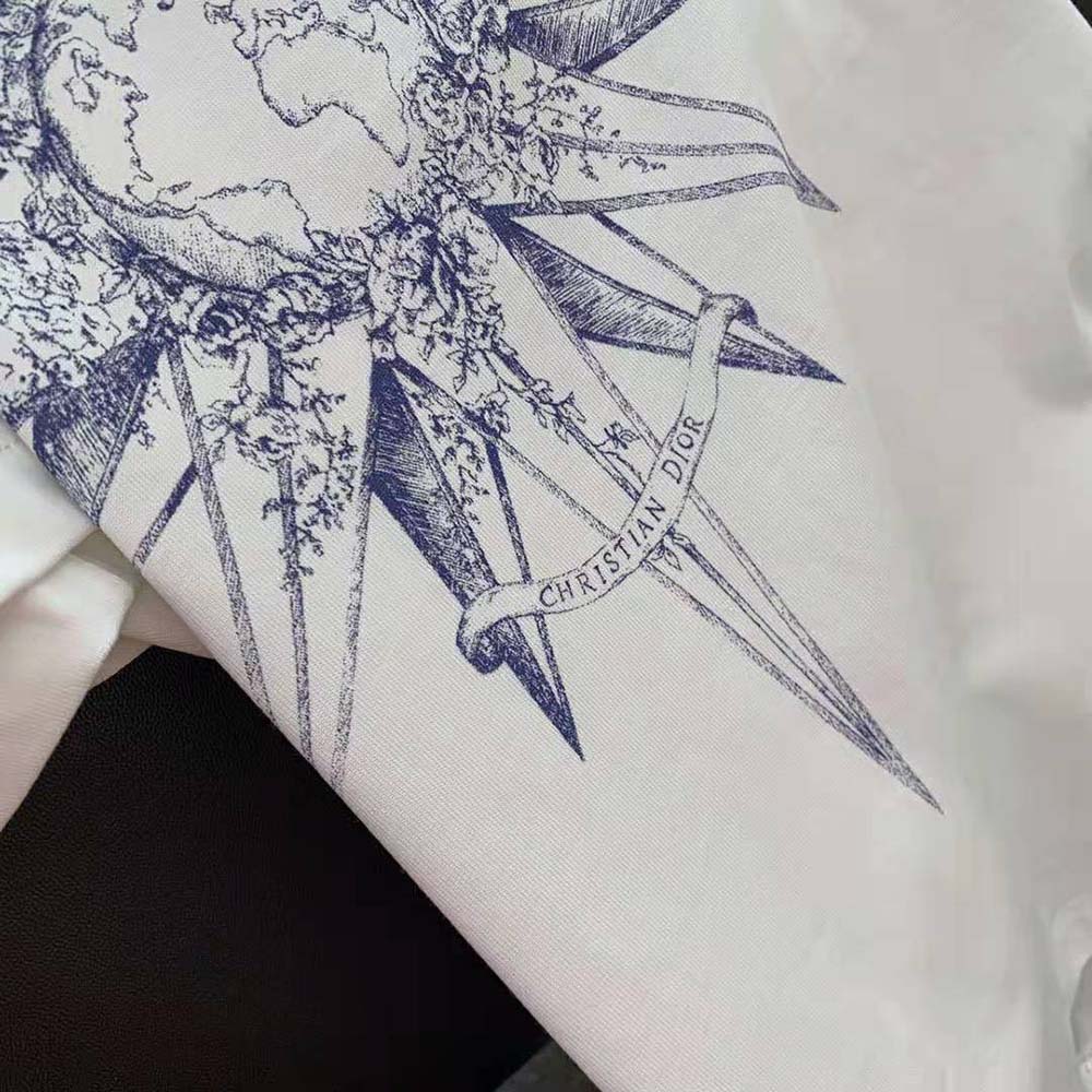 Dior Women T-shirt Ecru Cotton Jersey and Linen with Blue Rêve D’Infini Motif - image 6