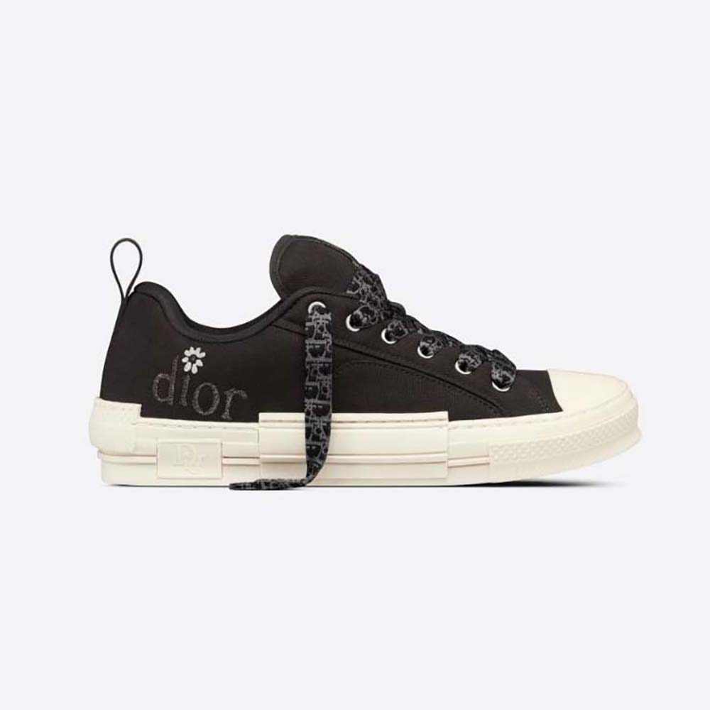 Side view of Dior Men by Erl B23 Skater Sneaker Black Cotton Canvas