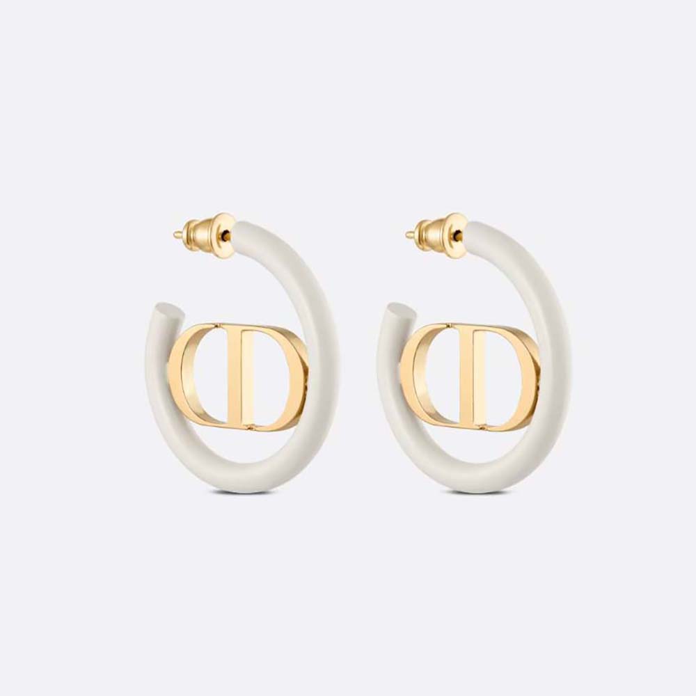 Dior Women 30 Montaigne Earrings Gold-Finish Metal and Dusty Ivory Lacquer