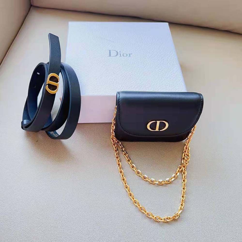 Dior Women 30 Montaigne Removable Pouch Belt Black Smooth Calfskin 20 MM - image 7