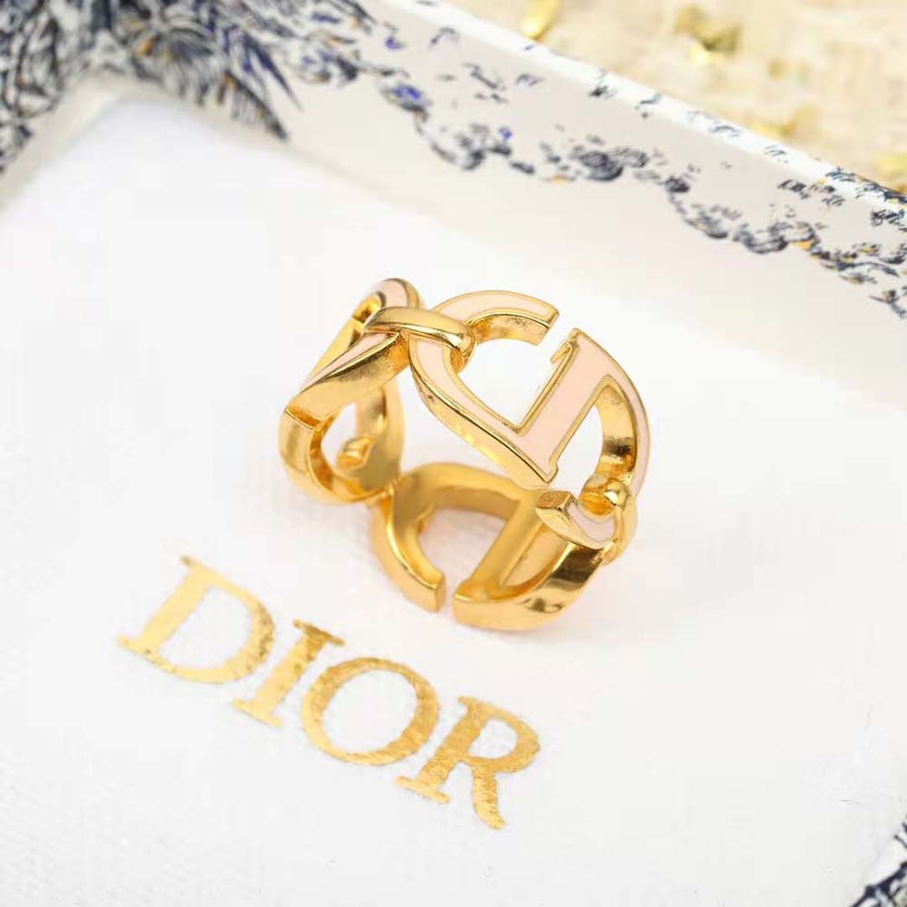 Dior Women 30 Montaigne Ring Gold-Finish Metal and Sand Pink Lacquer - image 4
