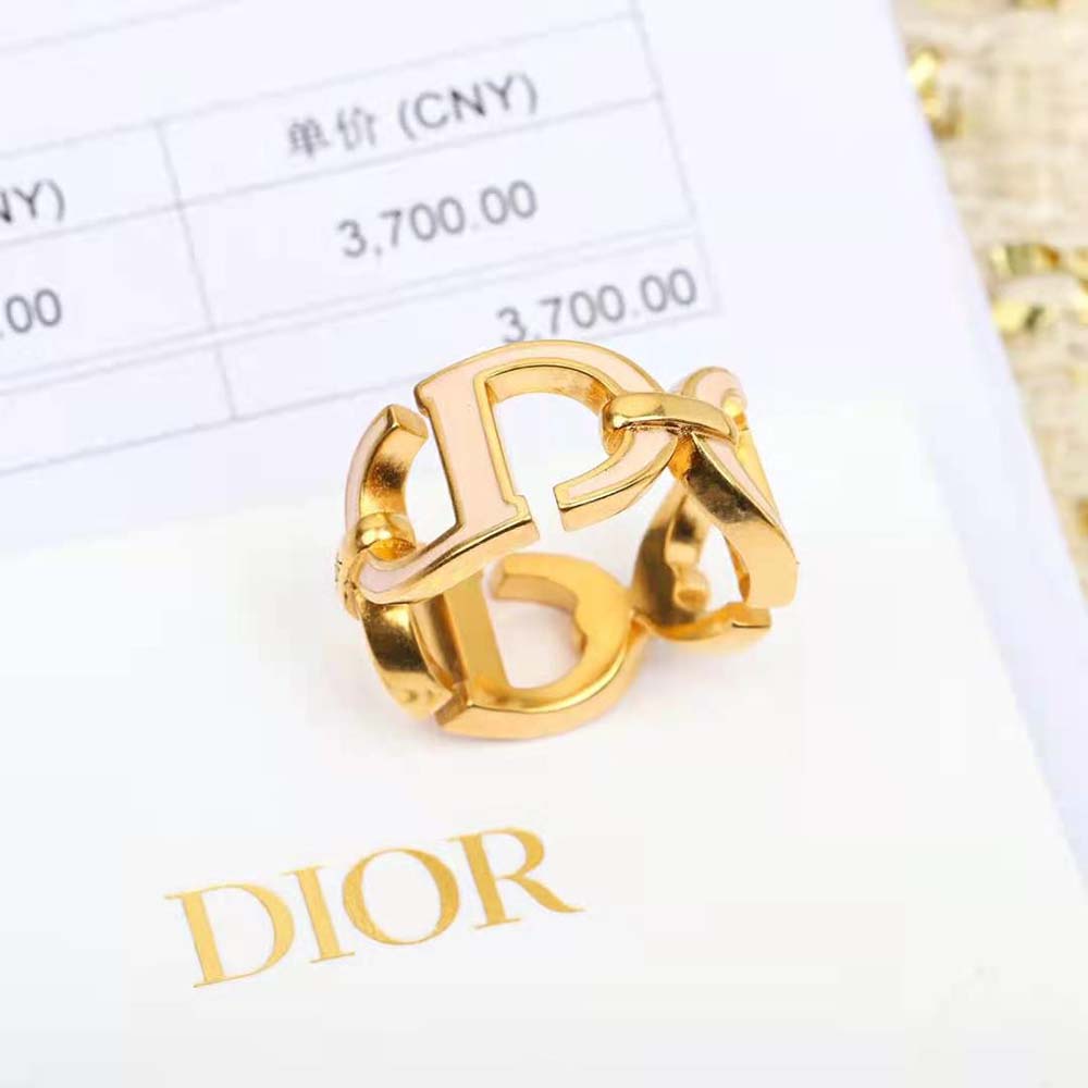 Dior Women 30 Montaigne Ring Gold-Finish Metal and Sand Pink Lacquer - image 5