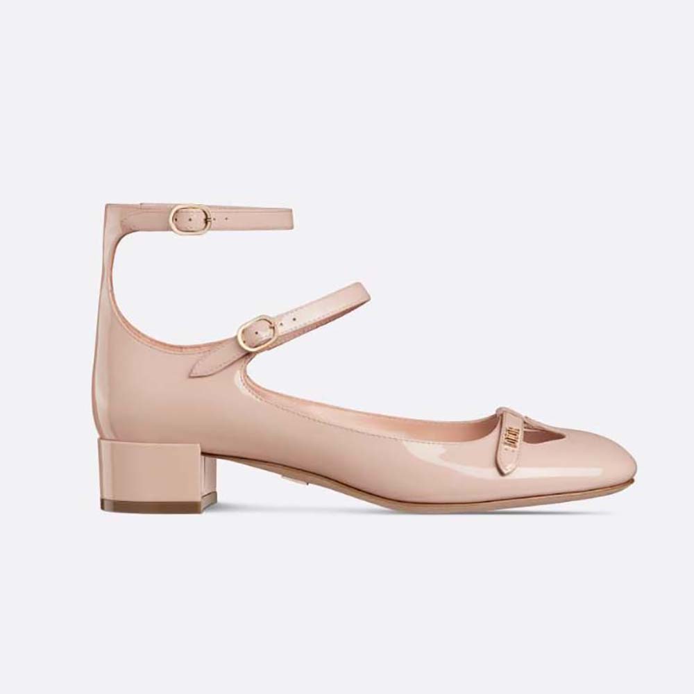 Side view of Dior Women Aime Dior Ballerina Pump Nude Patent Calfskin