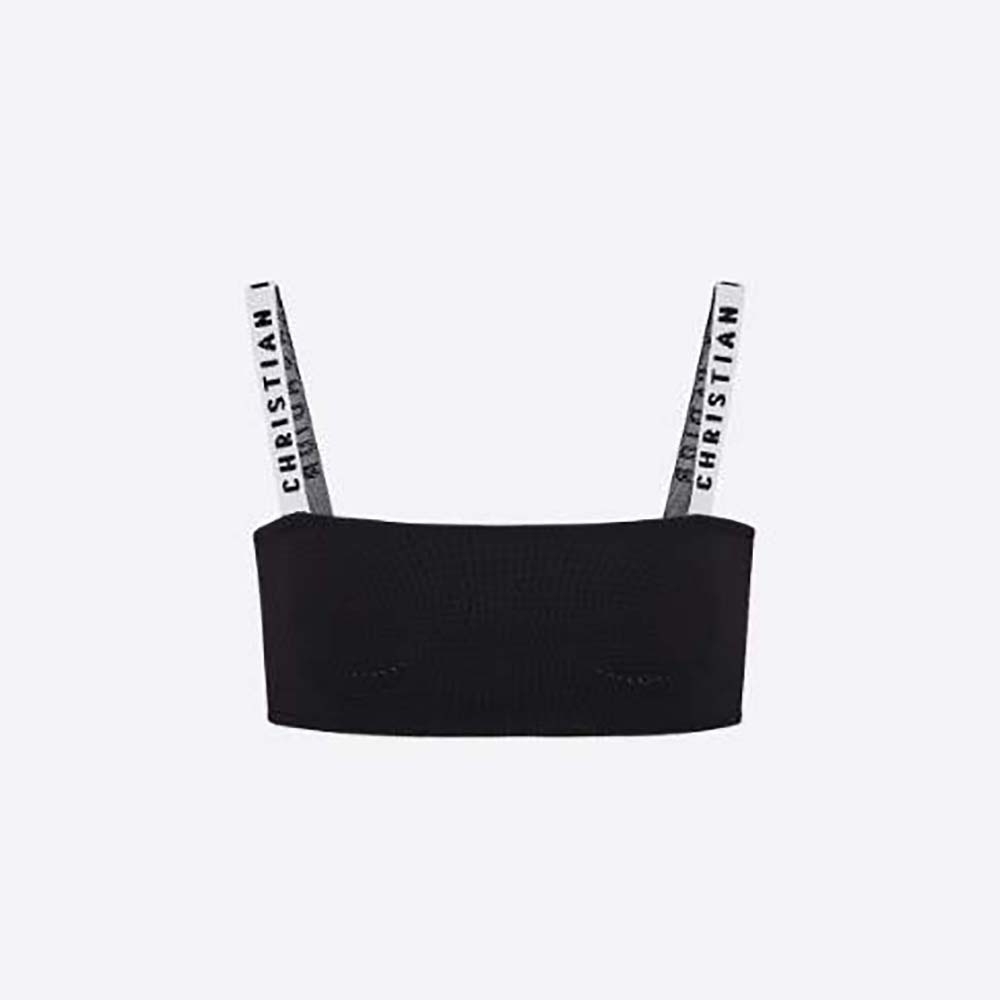 Front view of Dior Women Bralette Black Stretch Viscose on mannequin