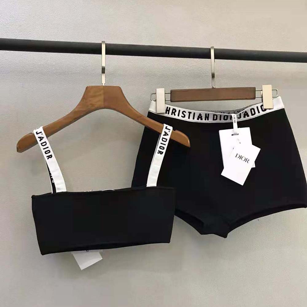 Side angle showing silhouette of Dior Women Bralette Black Stretch Viscose