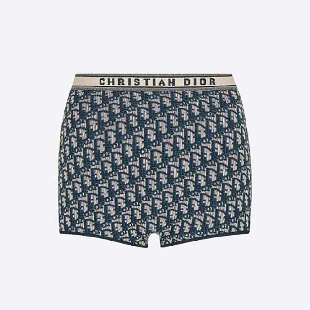 Front view of Dior Women Briefs Blue Dior Oblique Technical Cotton