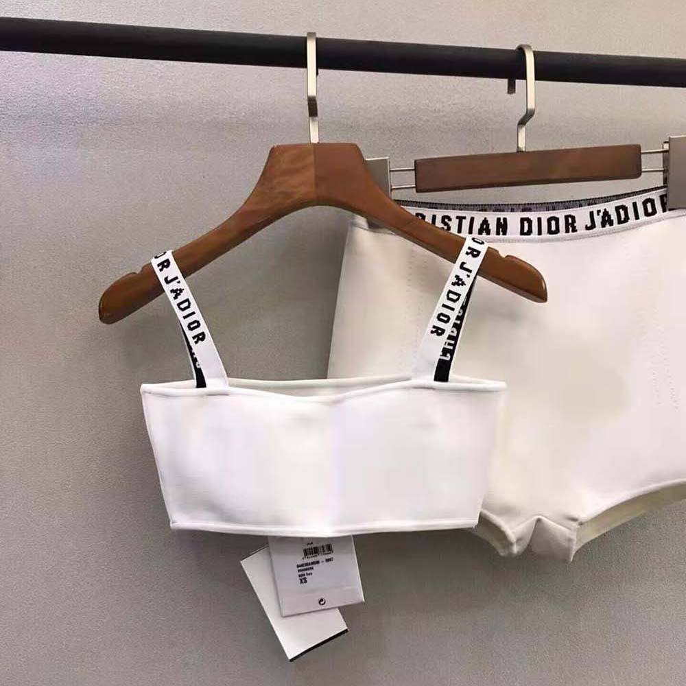 Back view of Dior Women Briefs White Stretch Viscose highlighting mid-rise cut