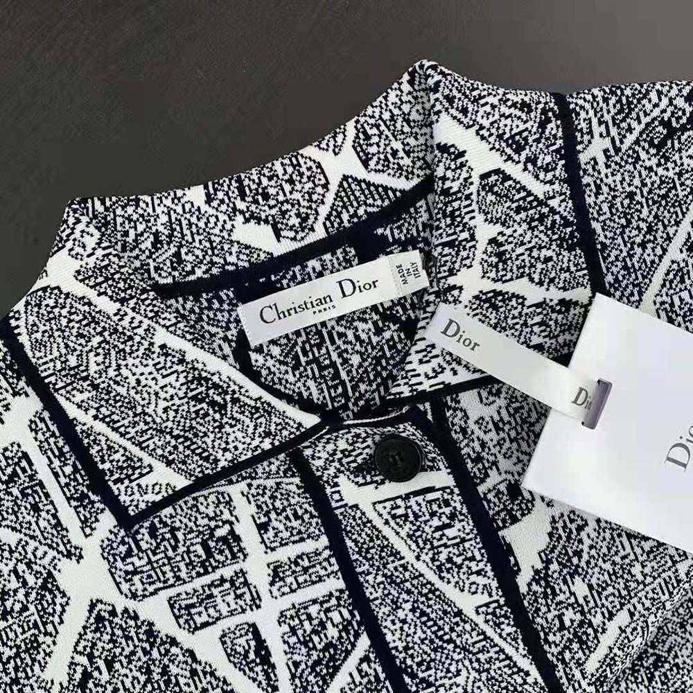 Dior Women Cropped Jacket White and Black Technical Mesh with Plan De Paris Motif - image 7