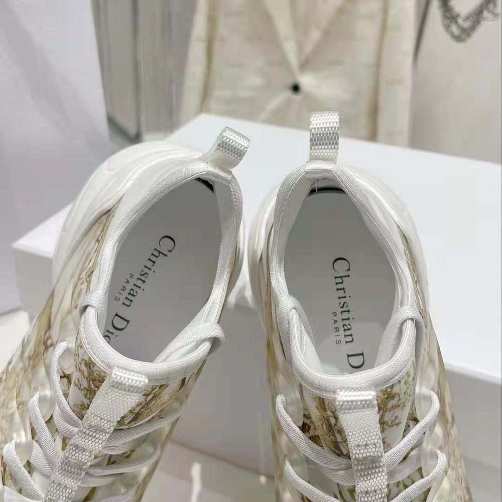 Dior Women D-Connect Sneaker White and Gold-Tone Technical Fabric with Rêve D’Infini Print - image 7