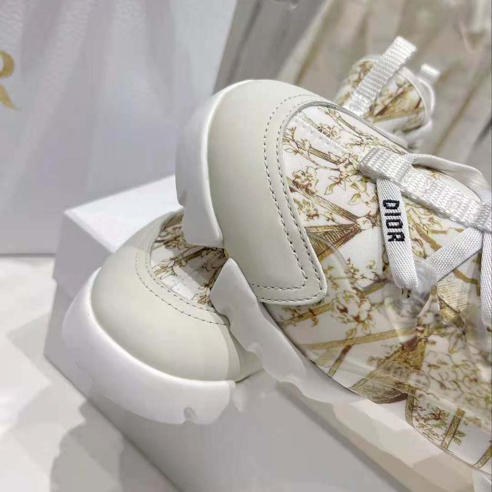 Dior Women D-Connect Sneaker White and Gold-Tone Technical Fabric with Rêve D’Infini Print - image 6