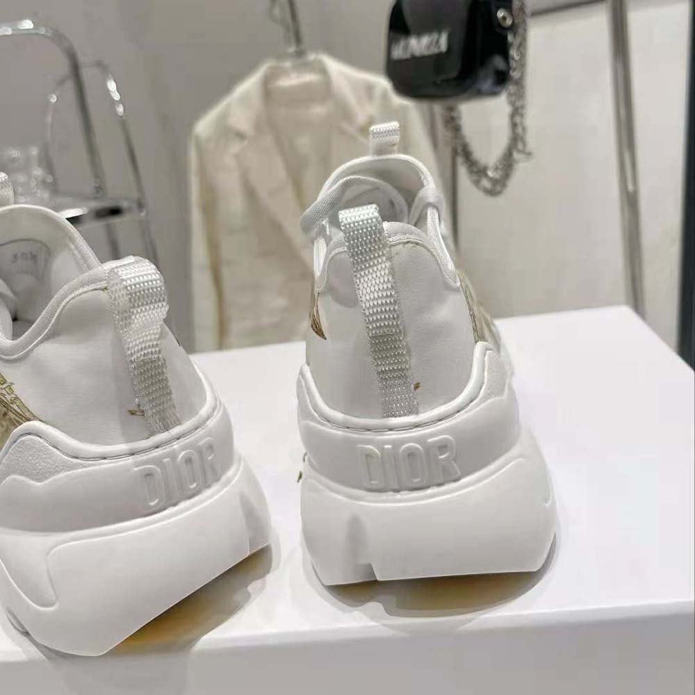 Dior Women D-Connect Sneaker White and Gold-Tone Technical Fabric with Rêve D’Infini Print - image 9